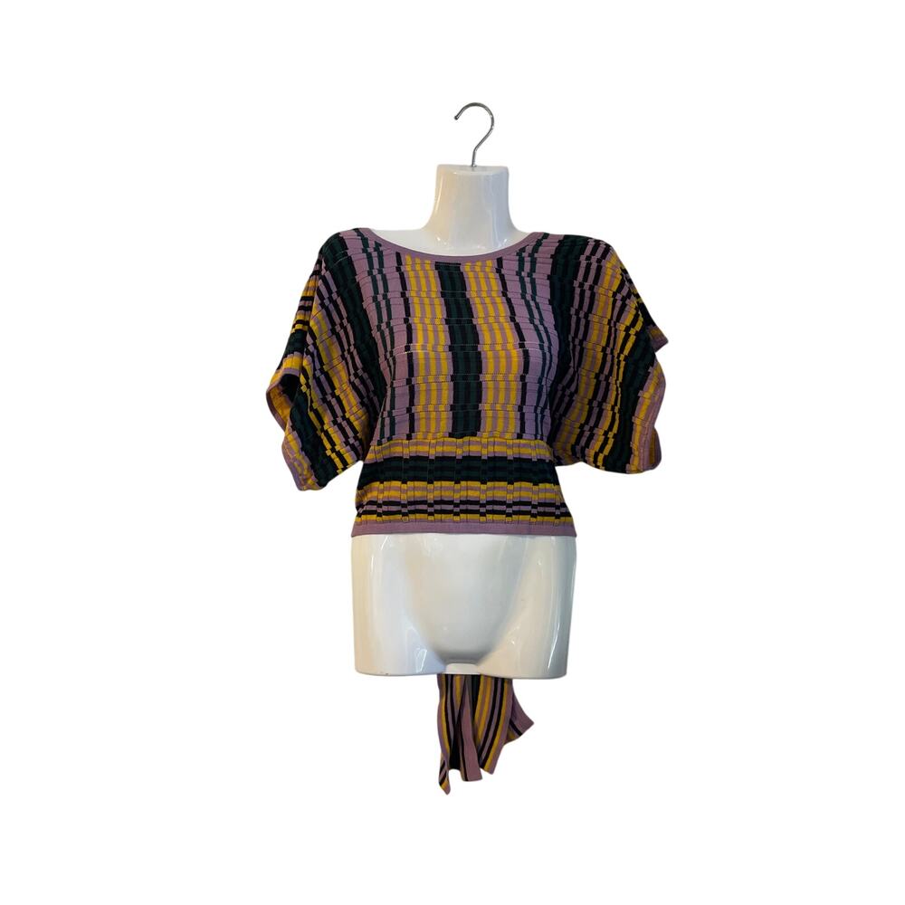 BCBGeneration Striped Crochet Knit Dolman Sleeves Top SZ M NWT Retro